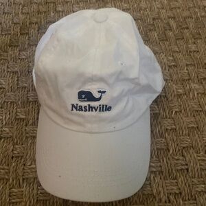 Vineyard vines nashville white cap, navy whale, pink/blue label, unisex